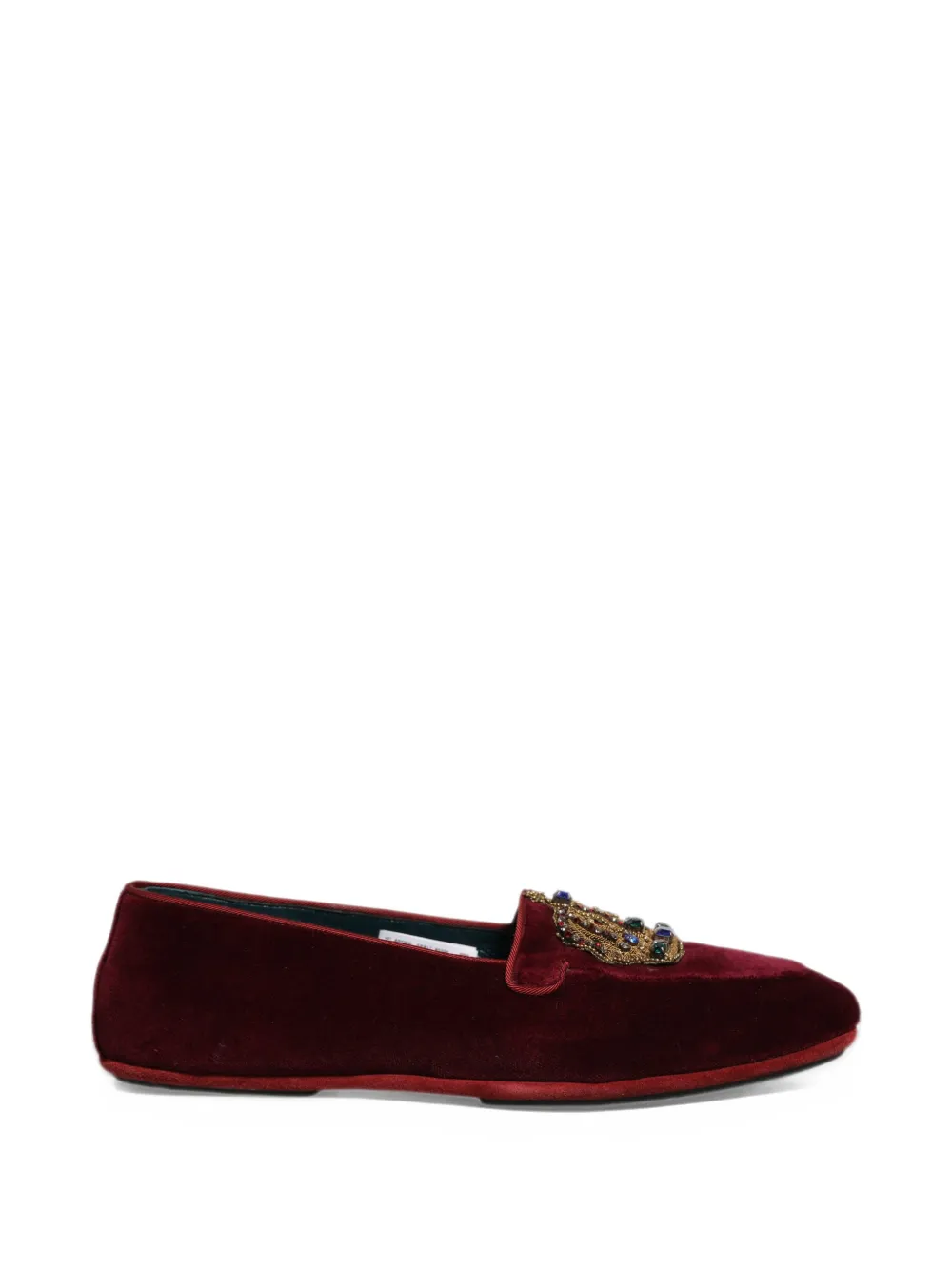 Dolce & Gabbana crown-patch velvet loafers - Red