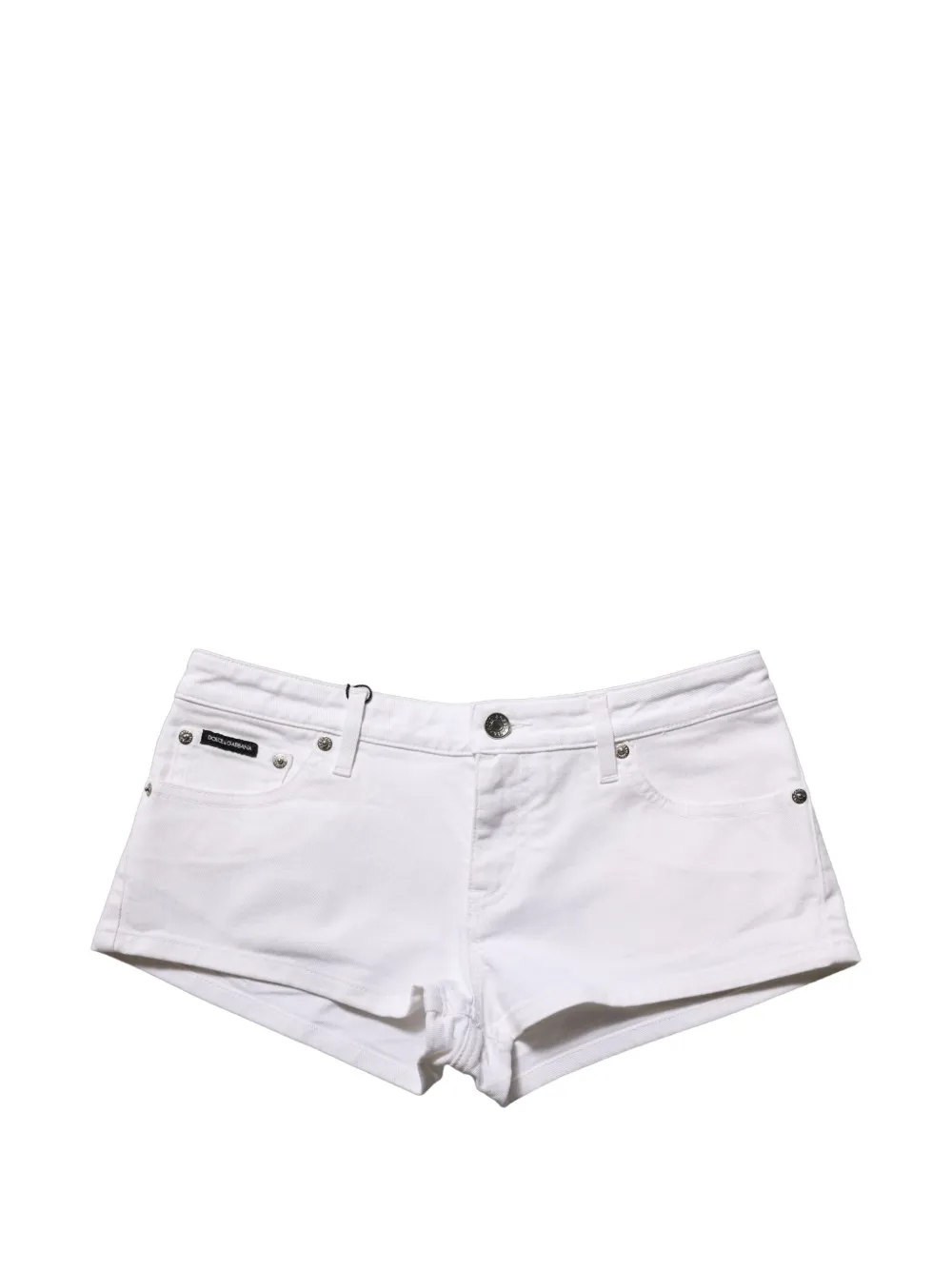 Dolce & Gabbana logo-plaque low rise denim hot shorts - White