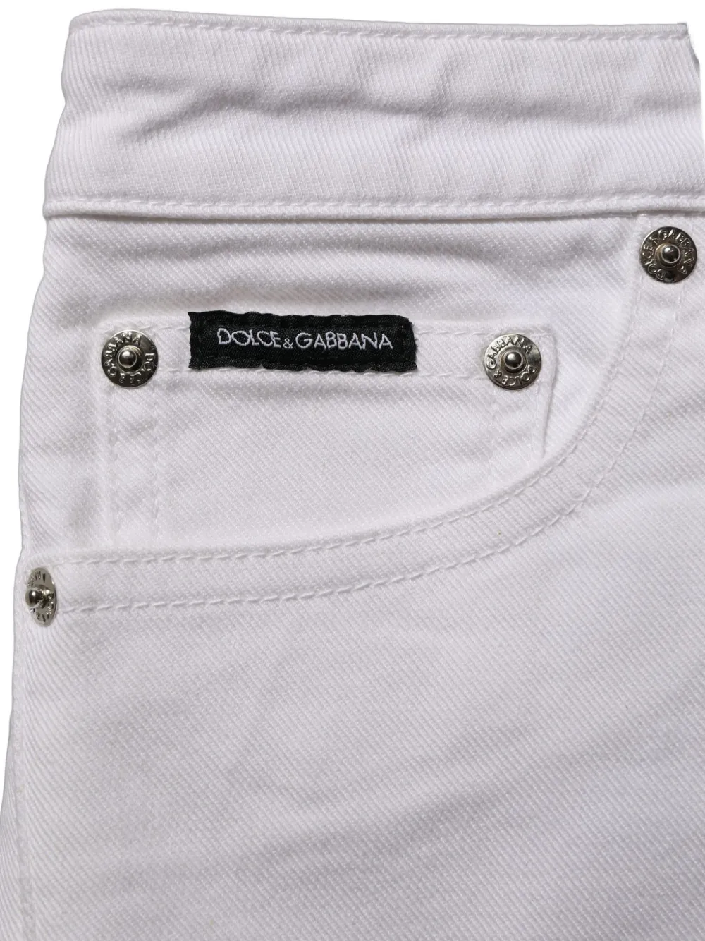 Dolce & Gabbana logo-plaque low rise denim hot shorts Wit