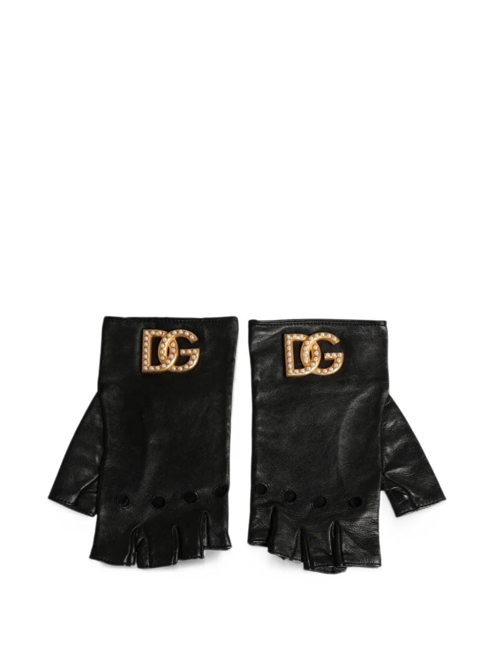 Dolce & Gabbana pearl-embellished fingerless gloves Zwart