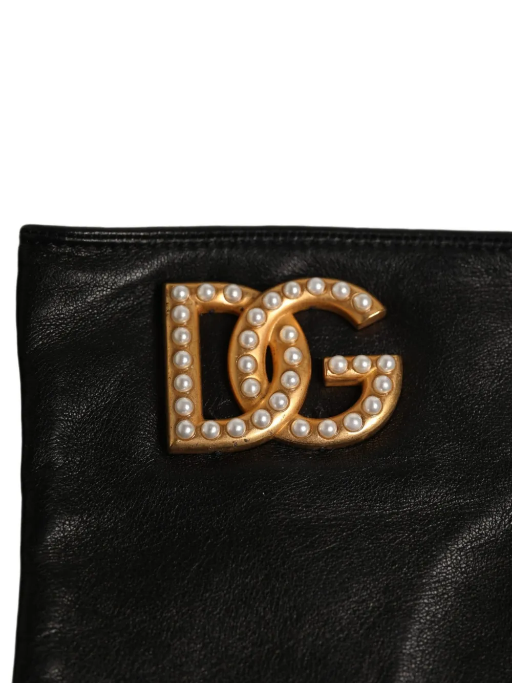 Dolce & Gabbana pearl-embellished fingerless gloves Zwart