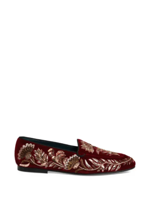 Dolce & Gabbana floral-embroidered velvet loafers