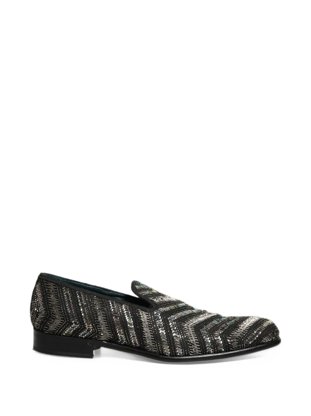 Dolce & Gabbana bead-embellished chevron loafers - Nero
