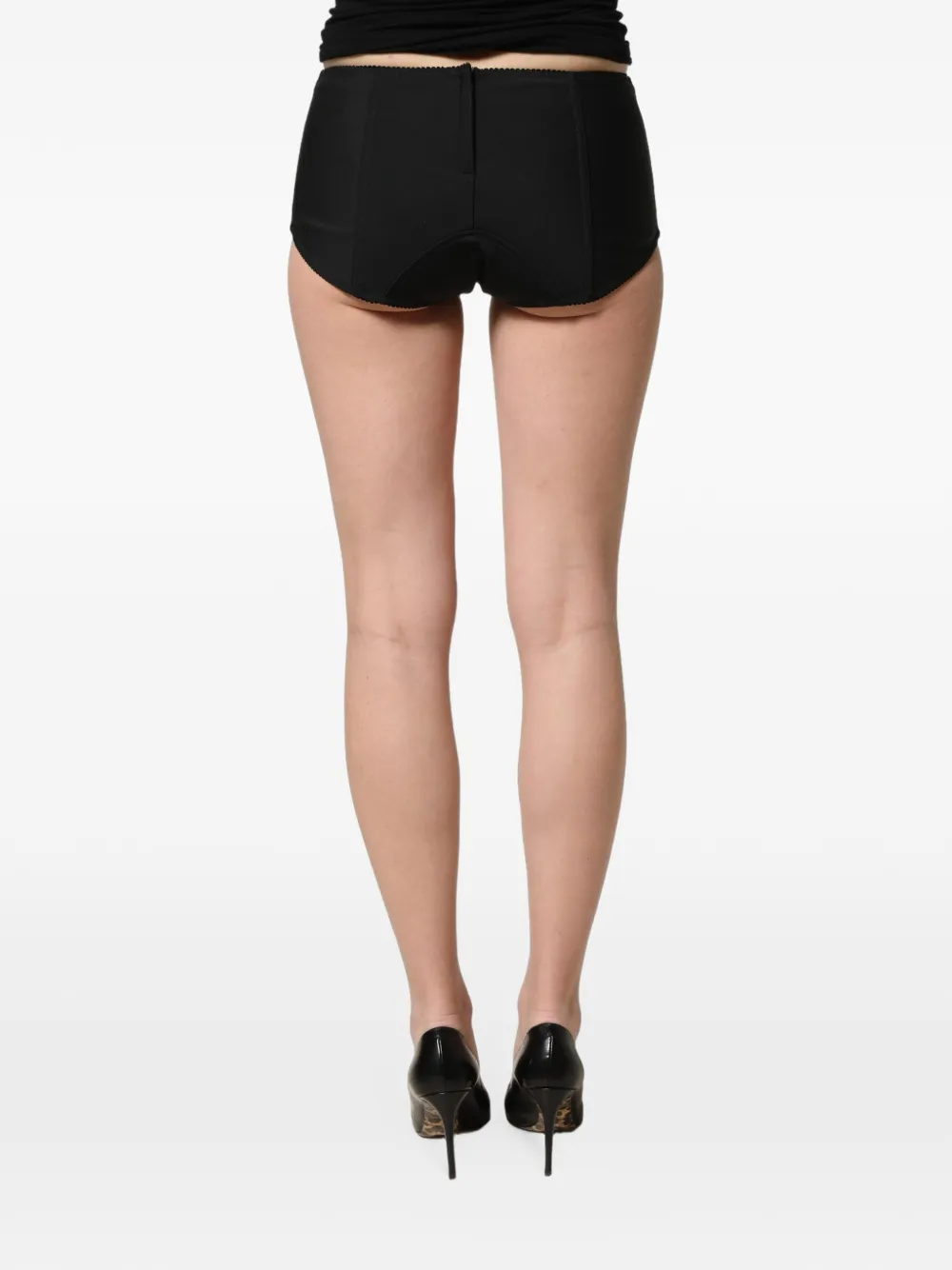 Dolce & Gabbana black low-waist satin culotte hot-pant shorts Zwart