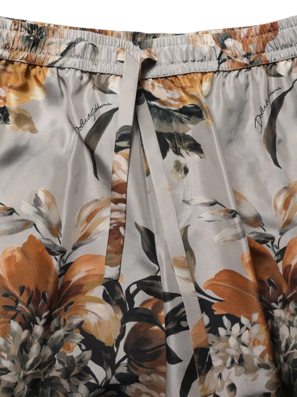 Dolce & Gabbana floral-print silk shorts Grijs