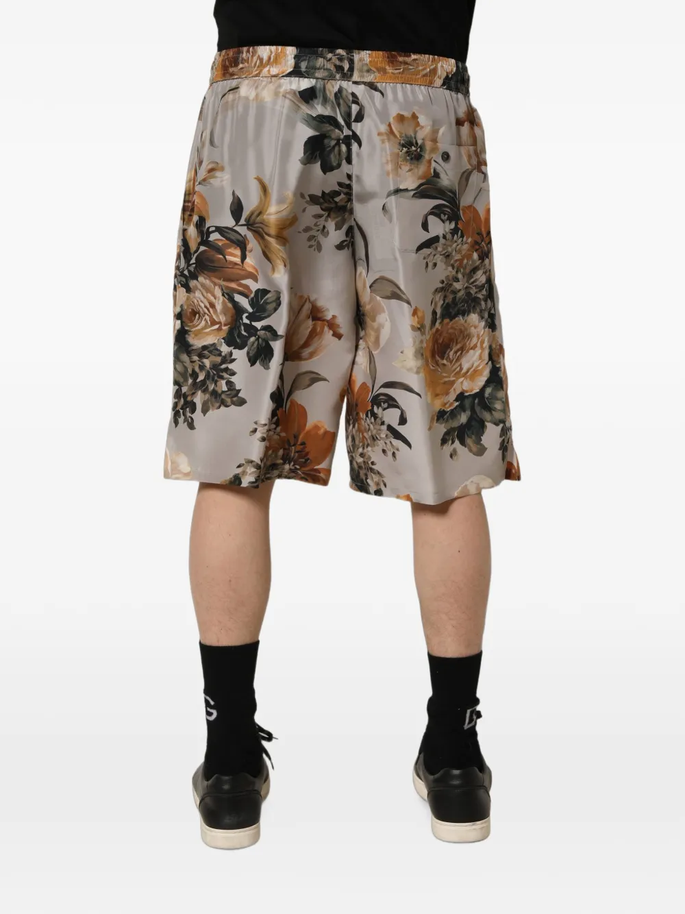 Dolce & Gabbana floral-print silk shorts Grijs