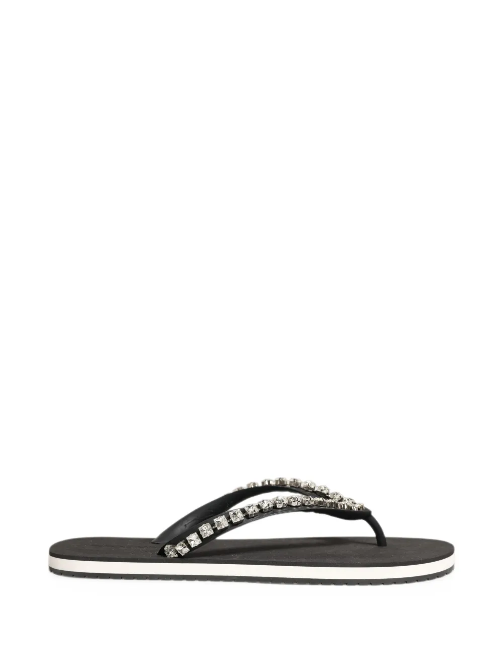 Dolce & Gabbana crystal-embellished rubber flip flops - Black