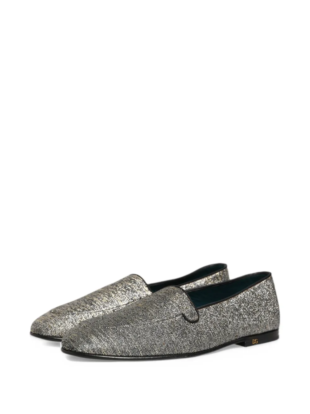 Dolce & Gabbana glitter-effect DG logo loafers - Argento