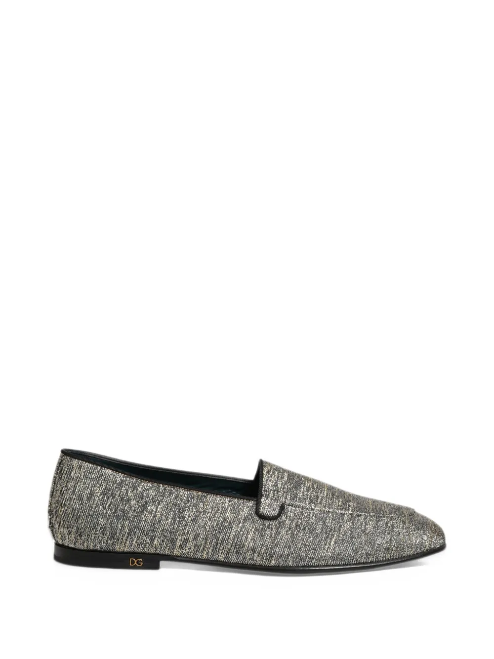 Dolce & Gabbana glitter-effect DG logo loafers - Silver