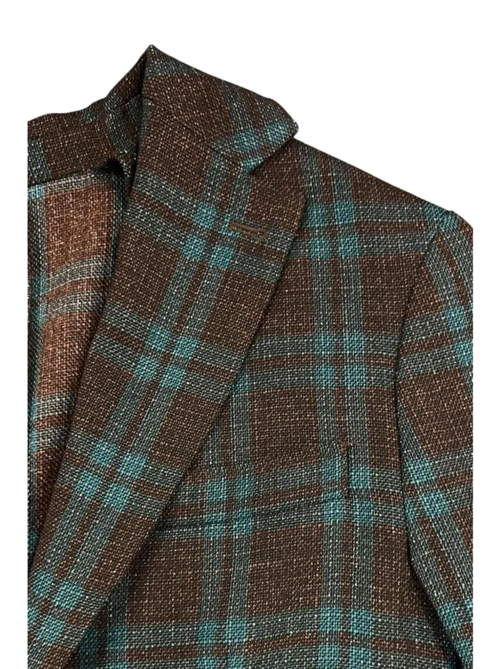 Roberto Pepe Luxury Geruite blazer met enkele rij knopen Bruin