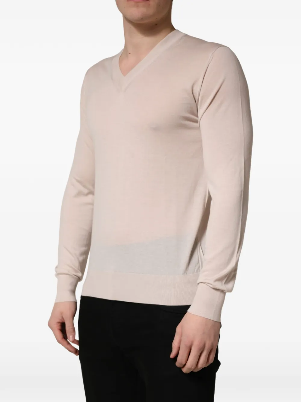 Dolce & Gabbana beige cashmere V-neck pullover sweater