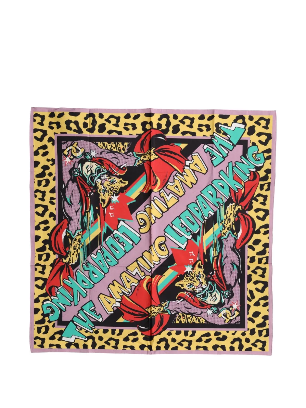 Dolce & Gabbana cartoon-print leopard-pattern scarf - Giallo