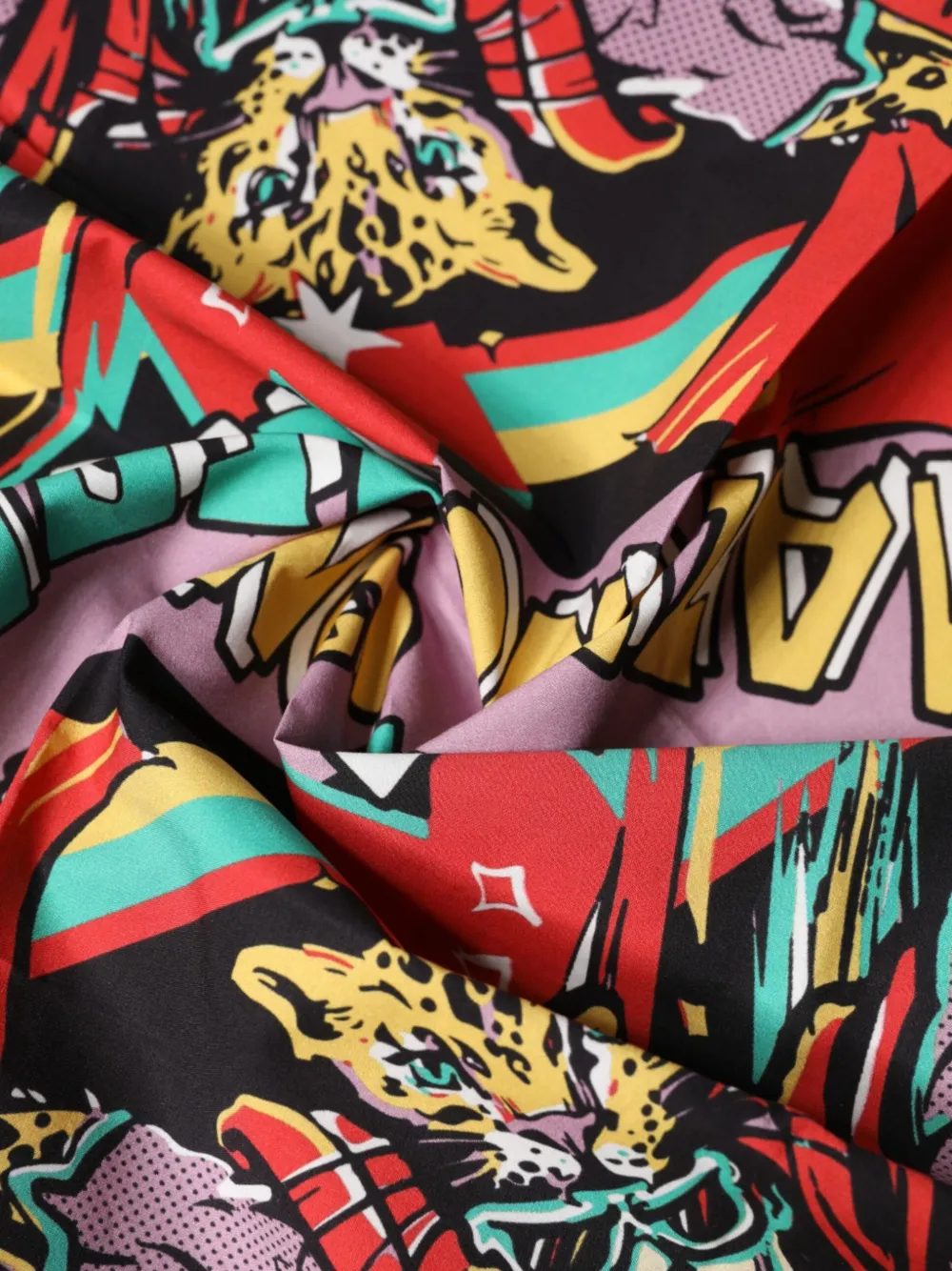 Dolce & Gabbana cartoon-print leopard-pattern scarf Geel