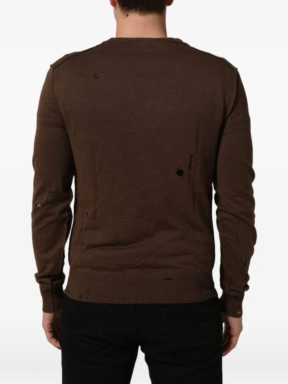 Dolce & Gabbana distressed buttoned V-neck sweater Bruin