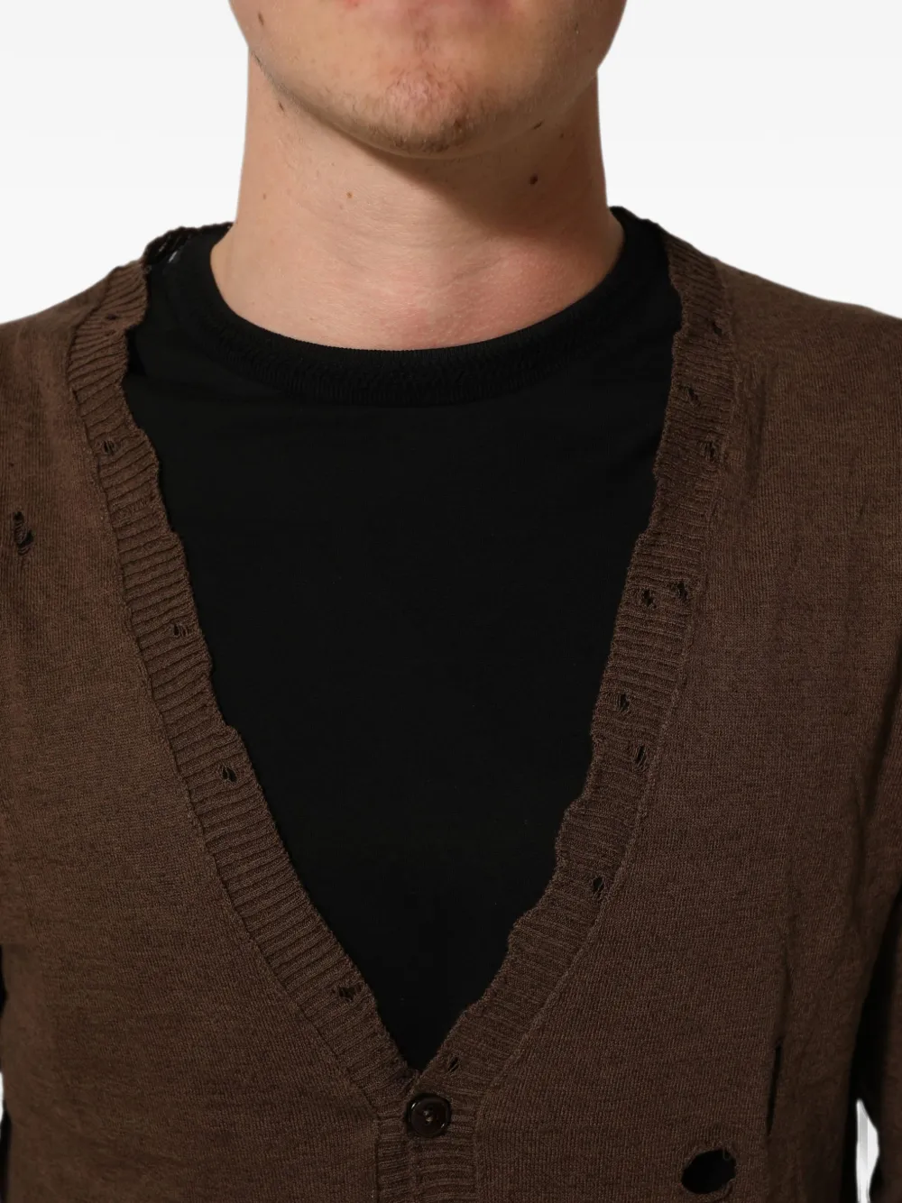 Dolce & Gabbana distressed buttoned V-neck sweater Bruin