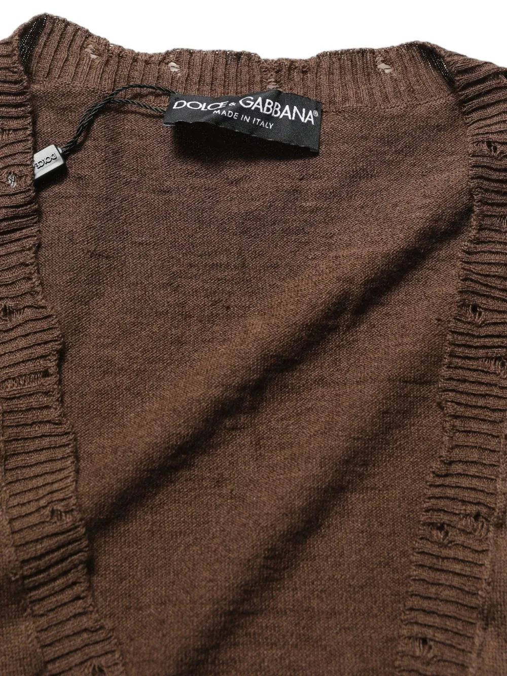 Dolce & Gabbana distressed buttoned V-neck sweater Bruin