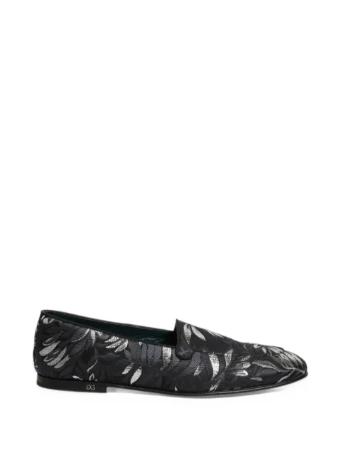Dolce & Gabbana leaf-embroidered loafers