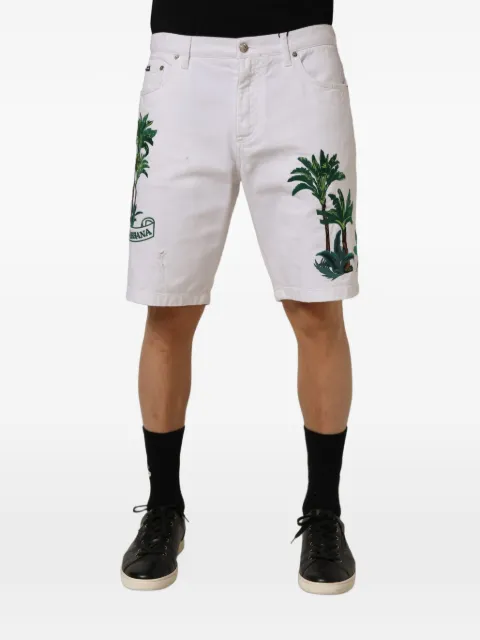 Dolce & Gabbana palm-embroidered distressed shorts
