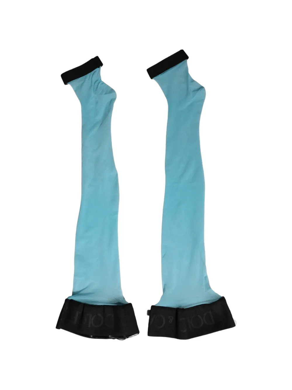 Dolce & Gabbana logo-waistband thigh-high socks Blauw