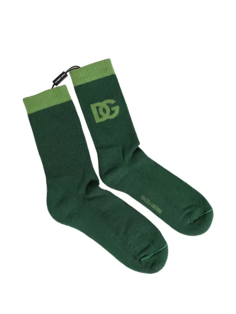 Dolce & Gabbana ribbede strømper med DG-logo