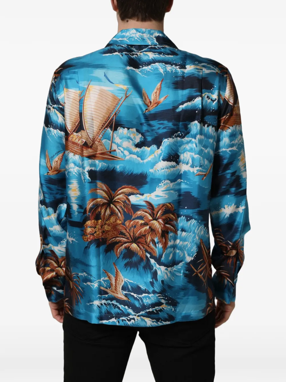 Dolce & Gabbana Zijden overhemd met print Blauw