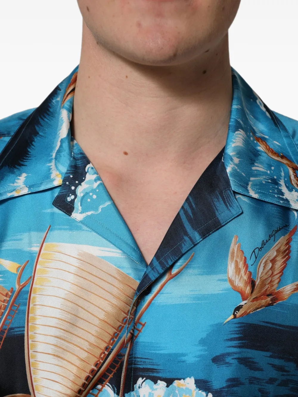 Dolce & Gabbana Zijden overhemd met print Blauw