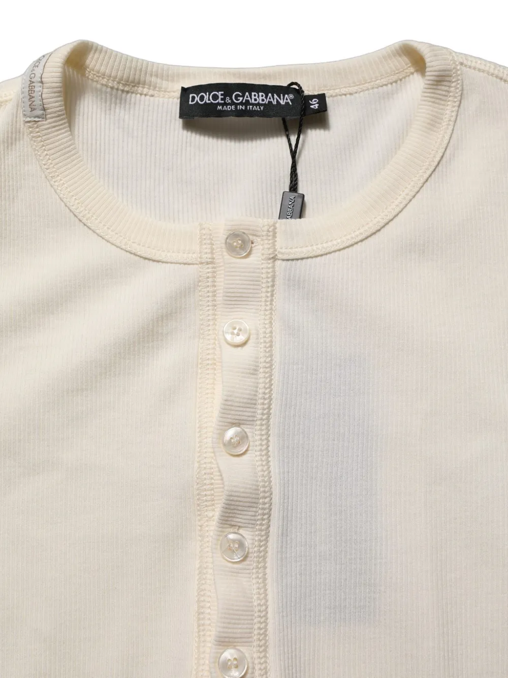 Dolce & Gabbana ribbed-knit Henley sweater Wit