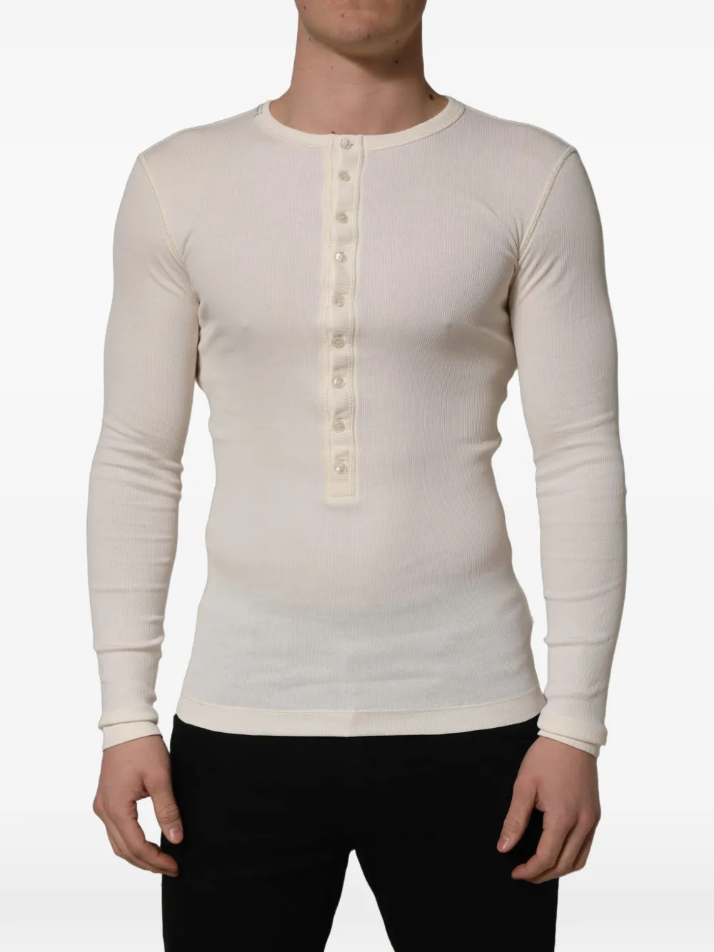 Dolce & Gabbana ribbed-knit Henley sweater Wit