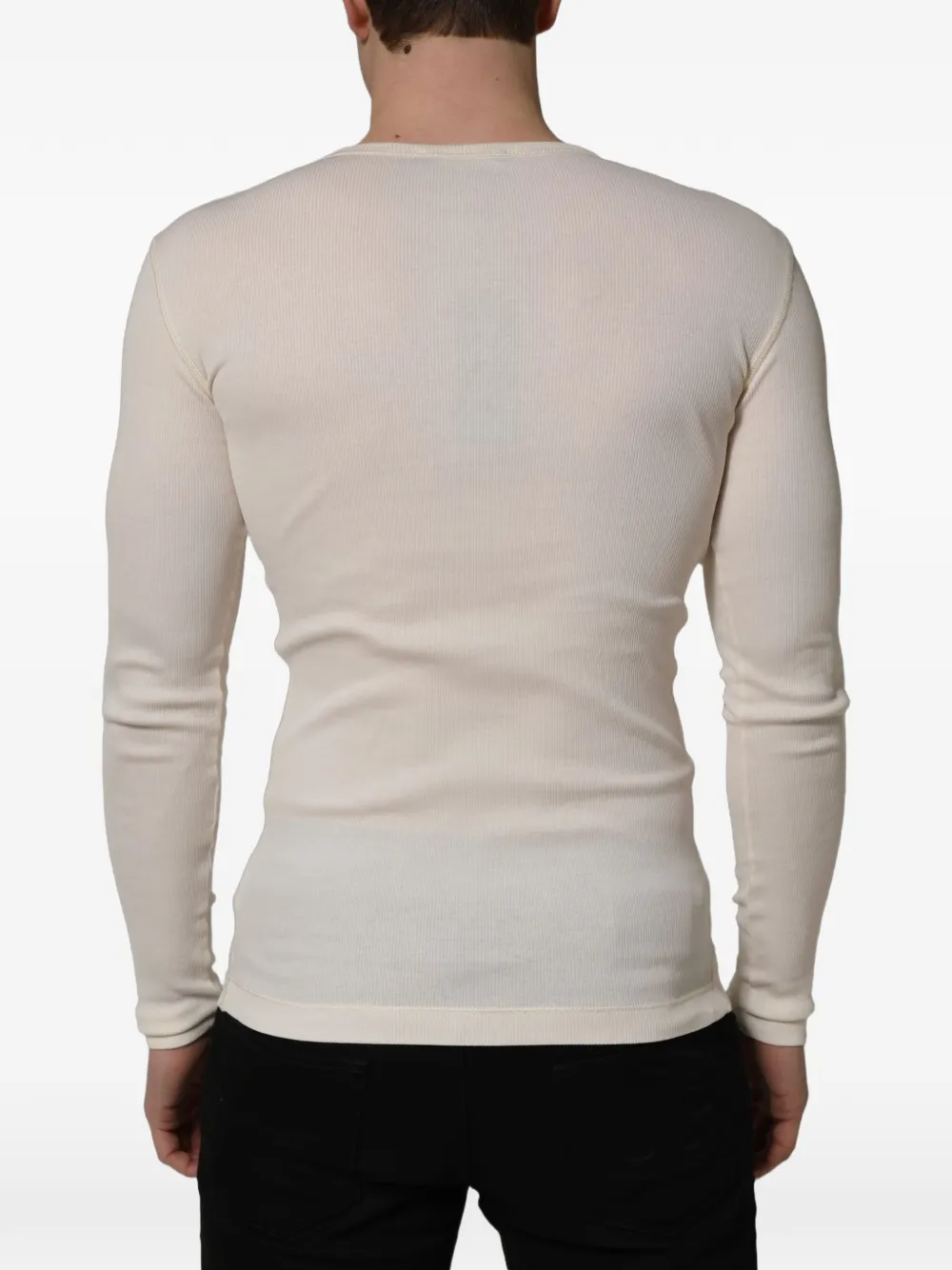 Dolce & Gabbana ribbed-knit Henley sweater Wit
