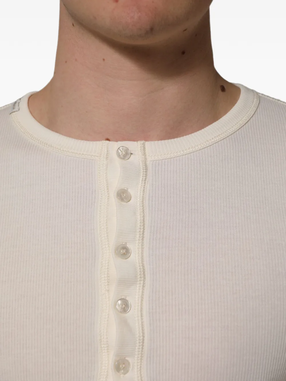 Dolce & Gabbana ribbed-knit Henley sweater Wit