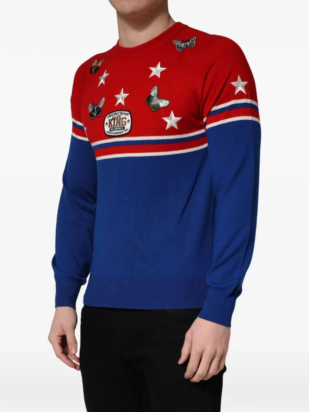 Dolce & Gabbana butterfly-patch star-embroidered sweatshirt Rood