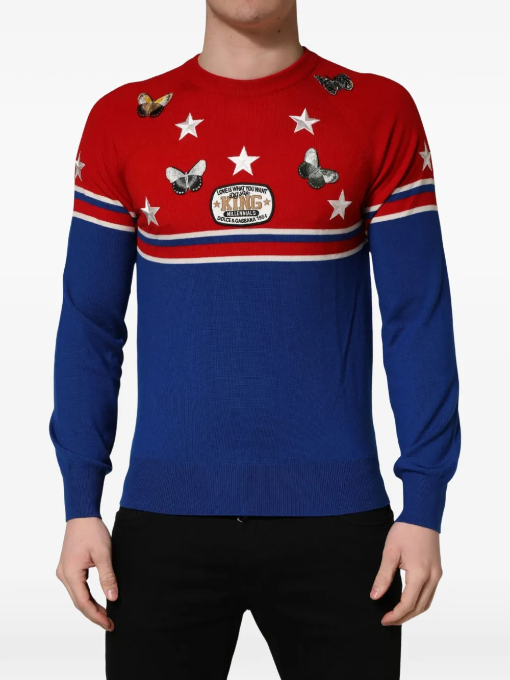 Dolce & Gabbana butterfly-patch star-embroidered sweatshirt Rood