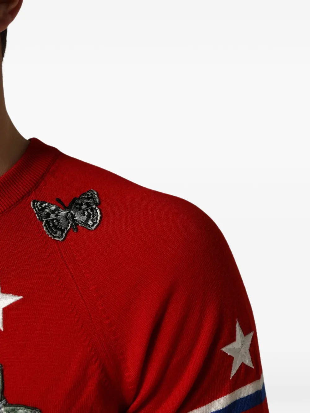 Dolce & Gabbana butterfly-patch star-embroidered sweatshirt Rood