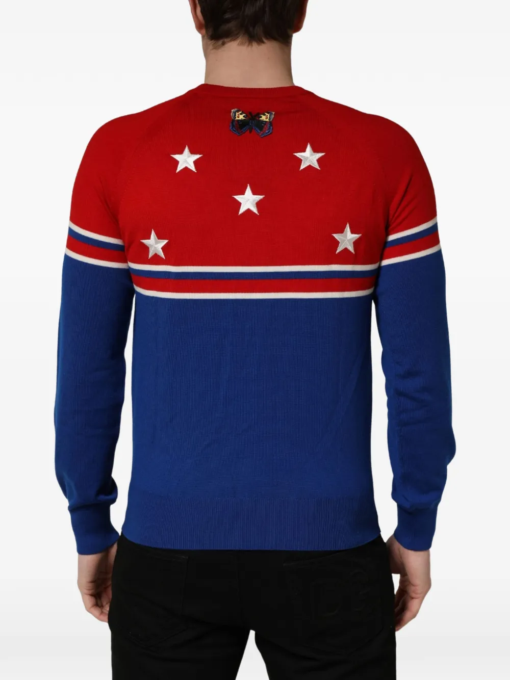 Dolce & Gabbana butterfly-patch star-embroidered sweatshirt Rood