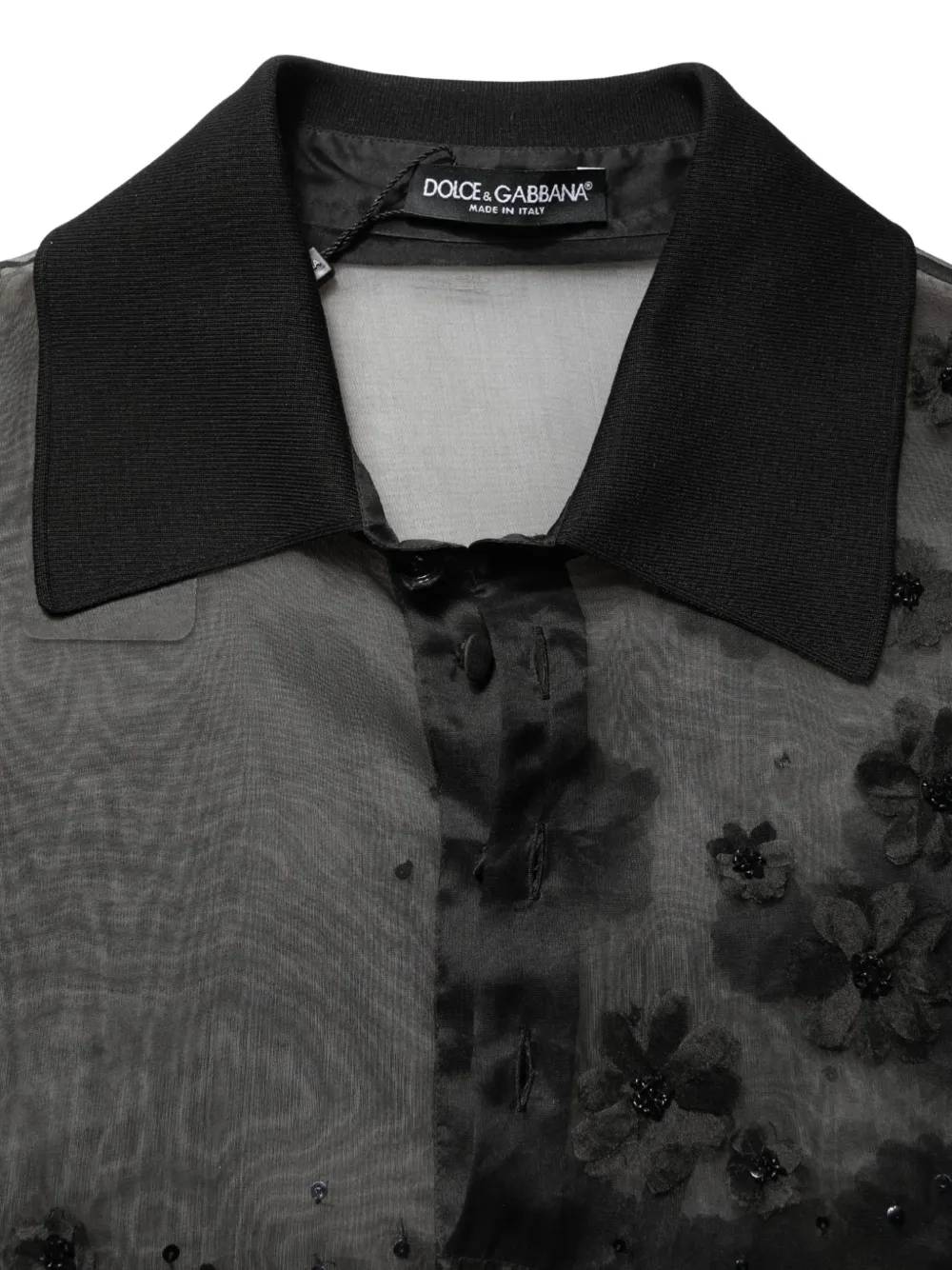 Dolce & Gabbana Overhemd met bloemenpatch Zwart