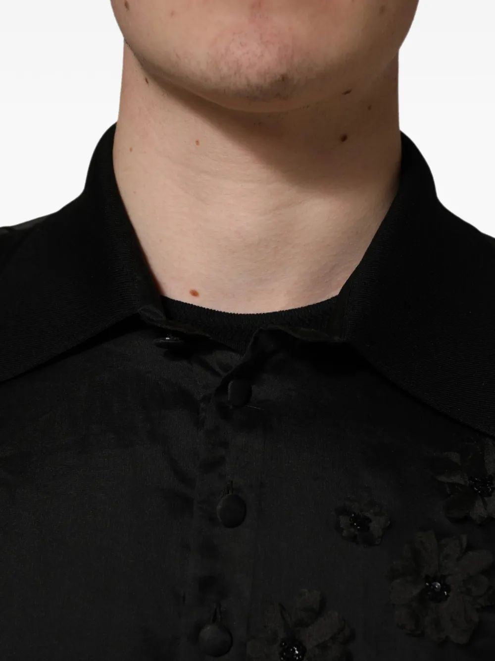 Dolce & Gabbana Overhemd met bloemenpatch Zwart