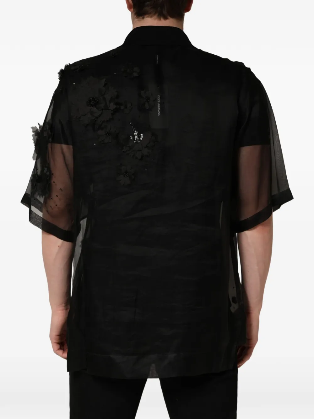 Dolce & Gabbana Overhemd met bloemenpatch Zwart