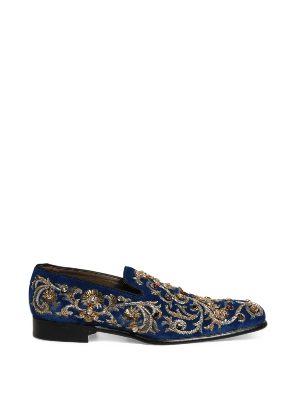 Dolce & Gabbana embellished velvet-texture loafers - Blu