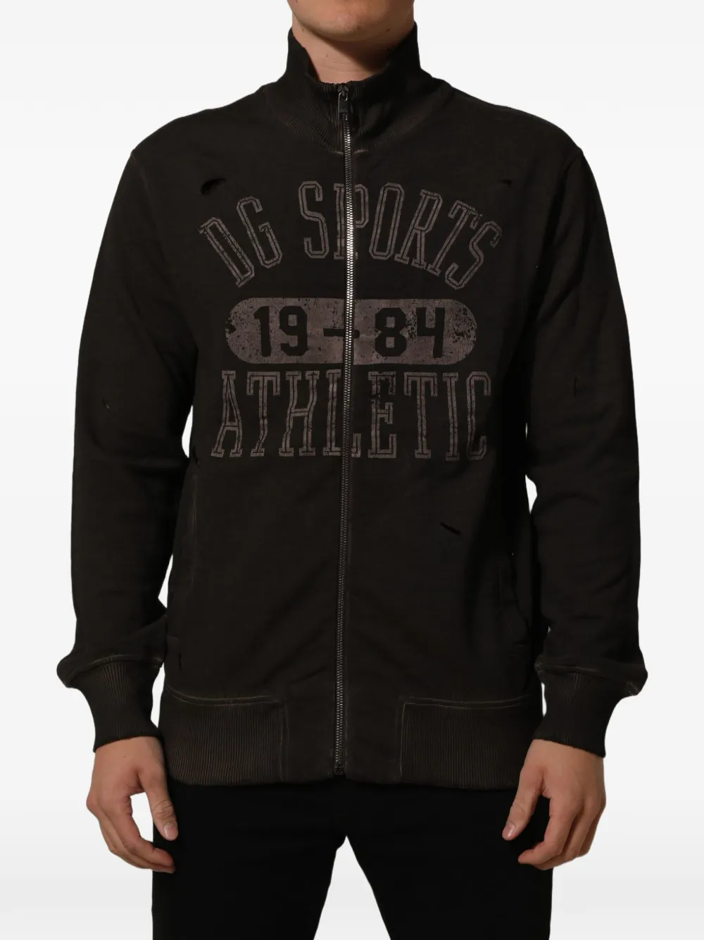 Dolce & Gabbana distressed logo-print sweater Bruin