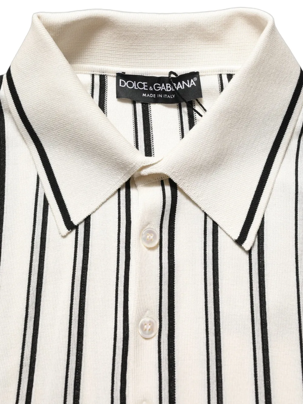 Dolce & Gabbana striped-knit polo shirt Wit