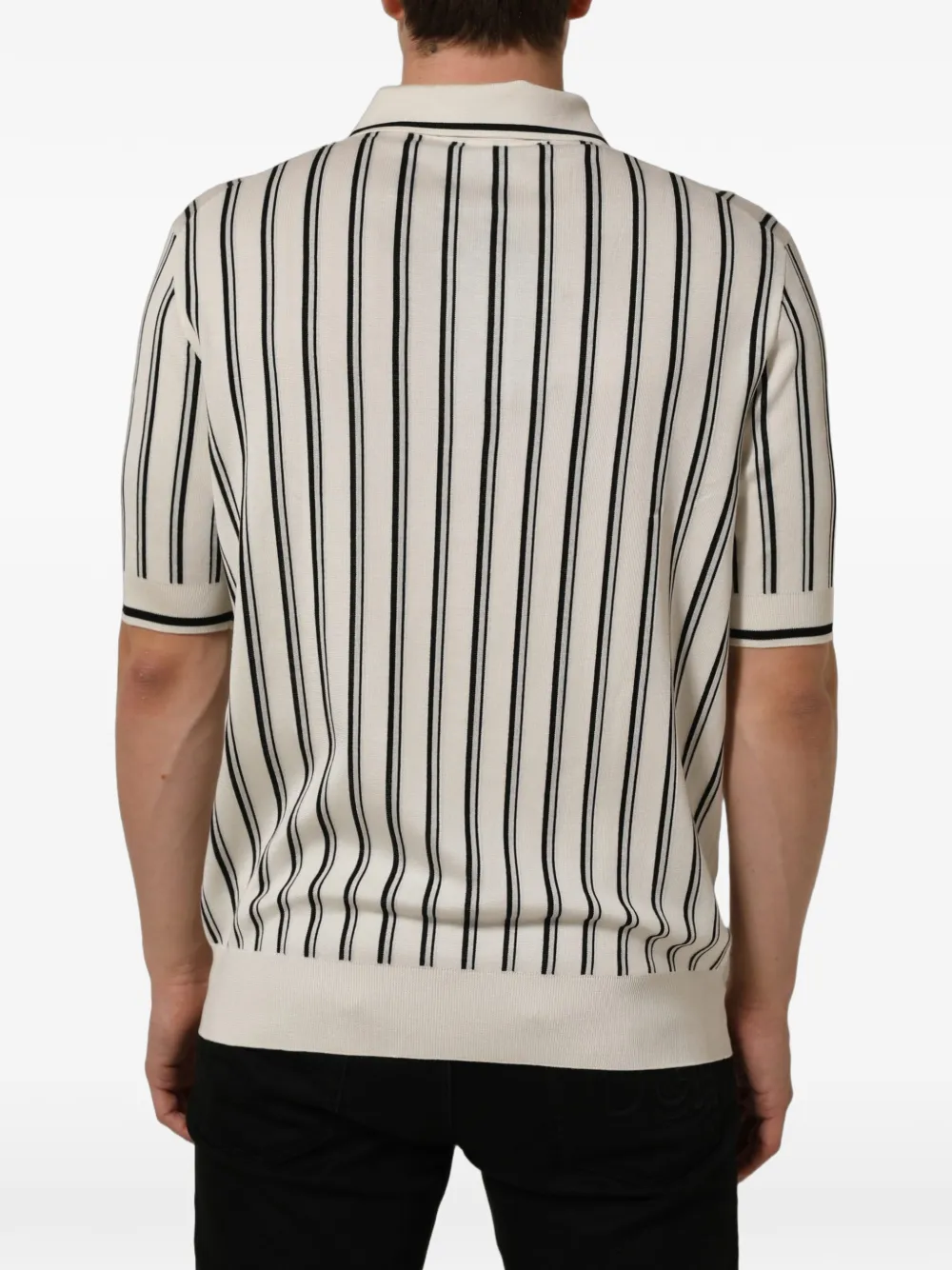 Dolce & Gabbana striped-knit polo shirt Wit