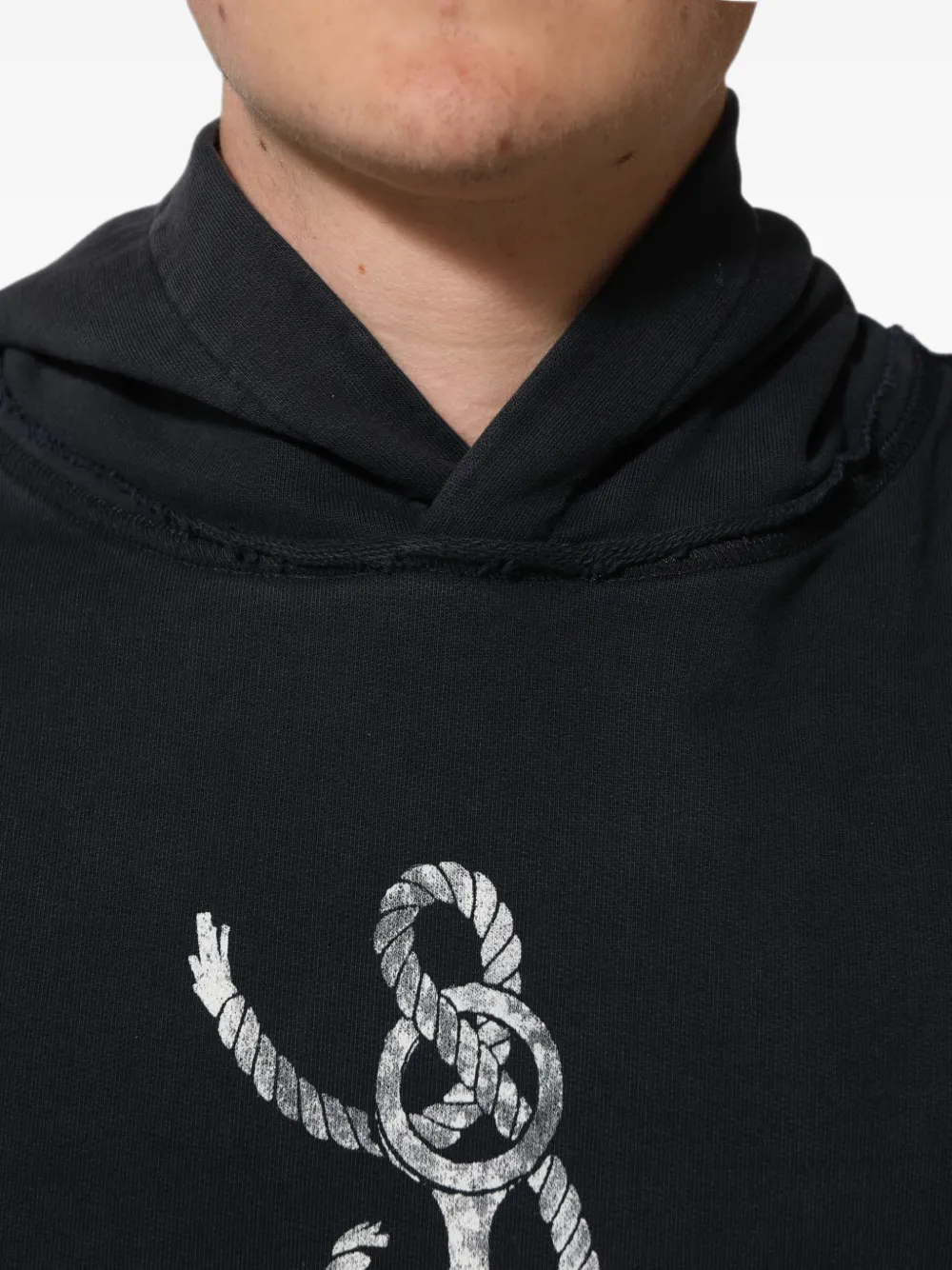 Dolce & Gabbana anchor-print distressed hoodie Zwart