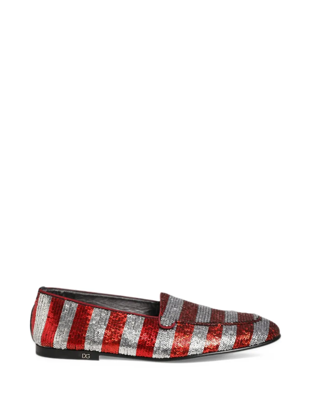 Dolce & Gabbana sequin-embellished flag-print loafers - Red