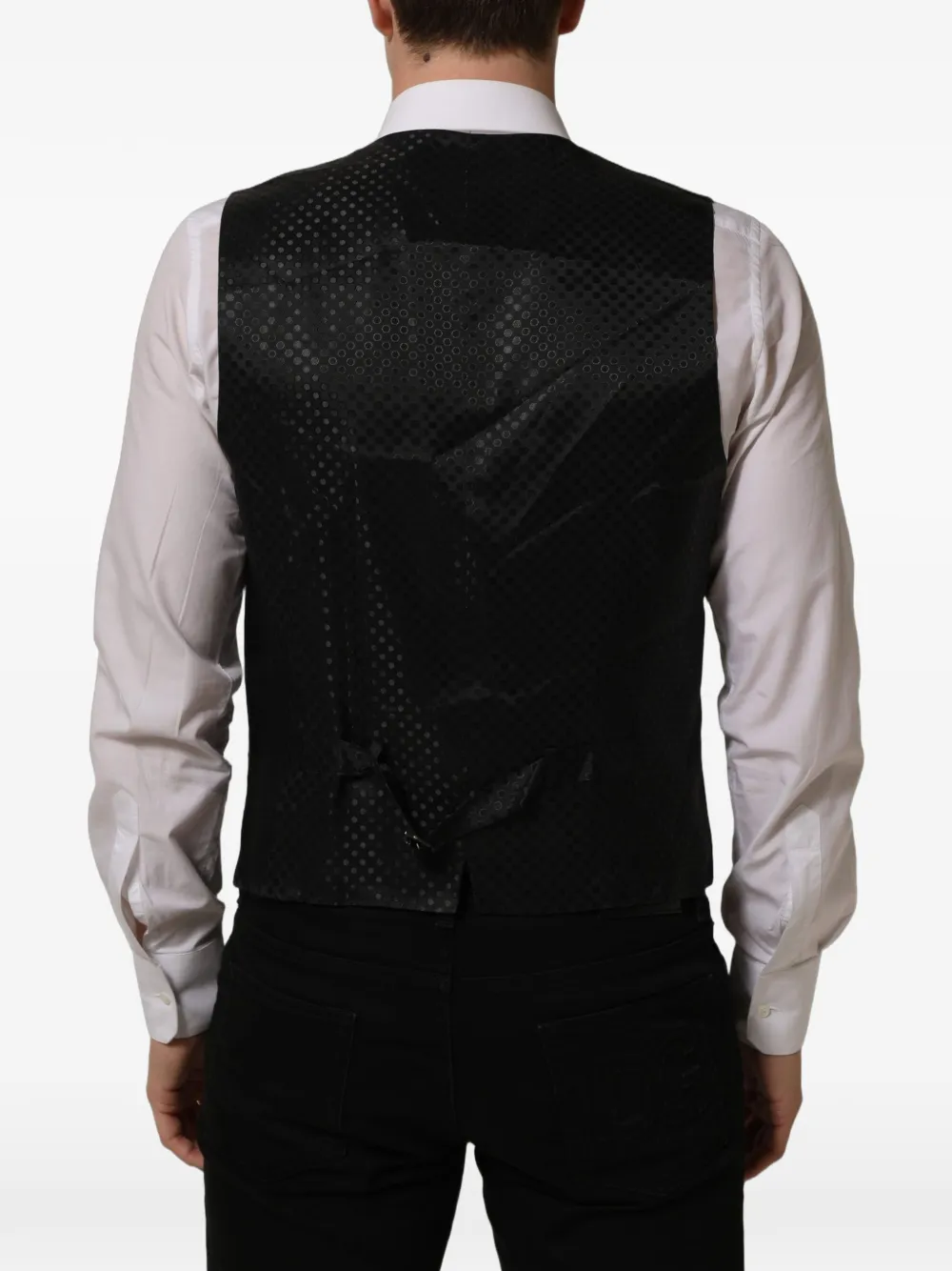 Dolce & Gabbana black wool stretch waistcoat Zwart
