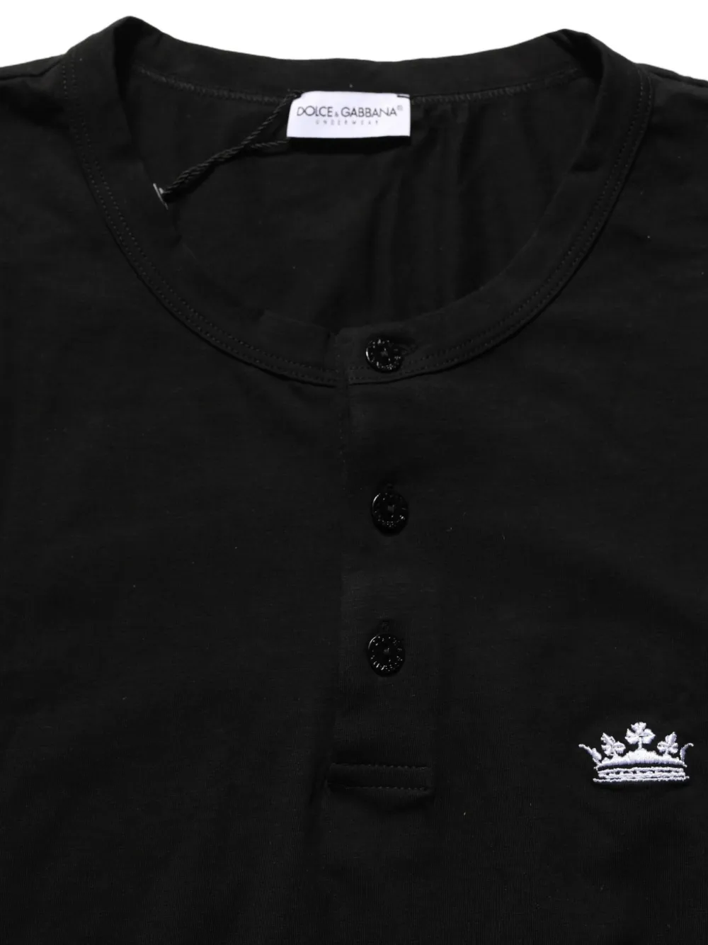 Dolce & Gabbana Henley T-shirt met geborduurde kroon Zwart