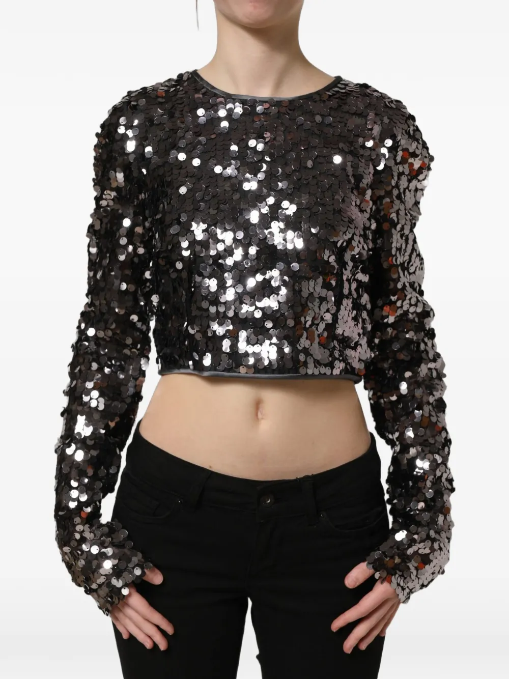 Dolce & Gabbana sequin-embellished cropped top - Nero
