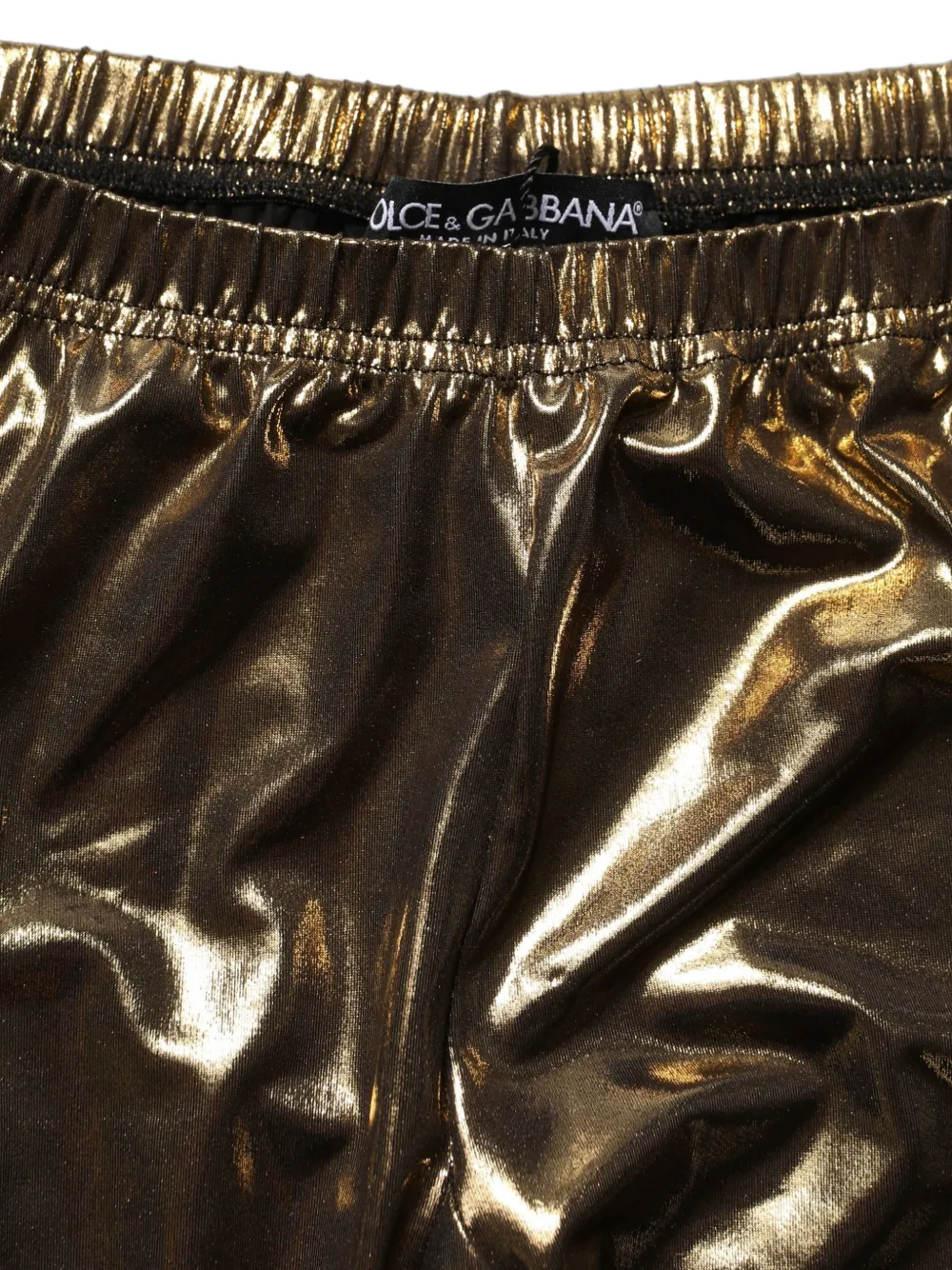 Dolce & Gabbana gold-tone metallic legging socks Goud