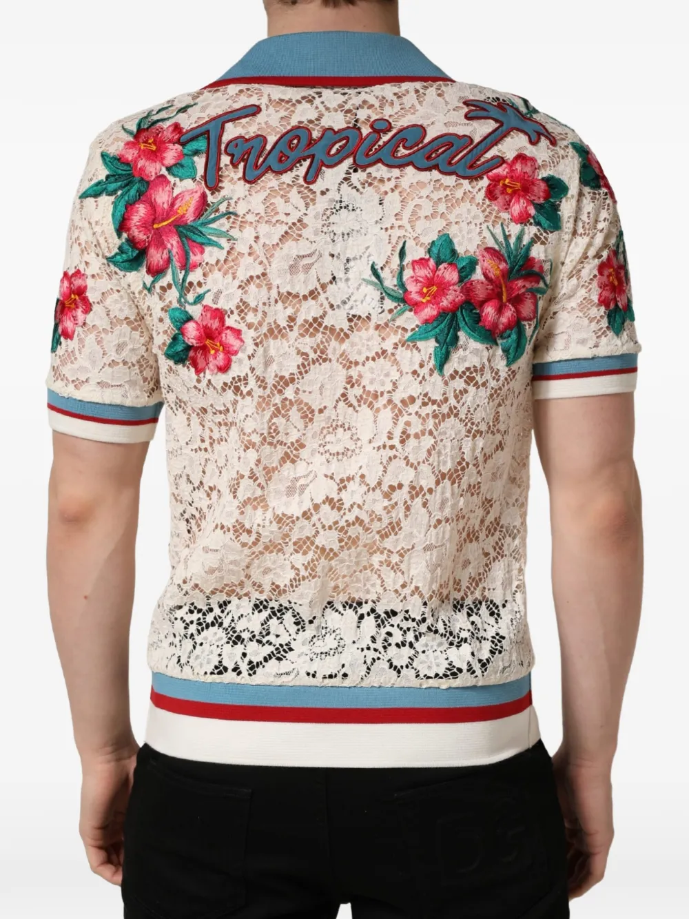 Dolce & Gabbana T-shirt met bloemenkant Beige