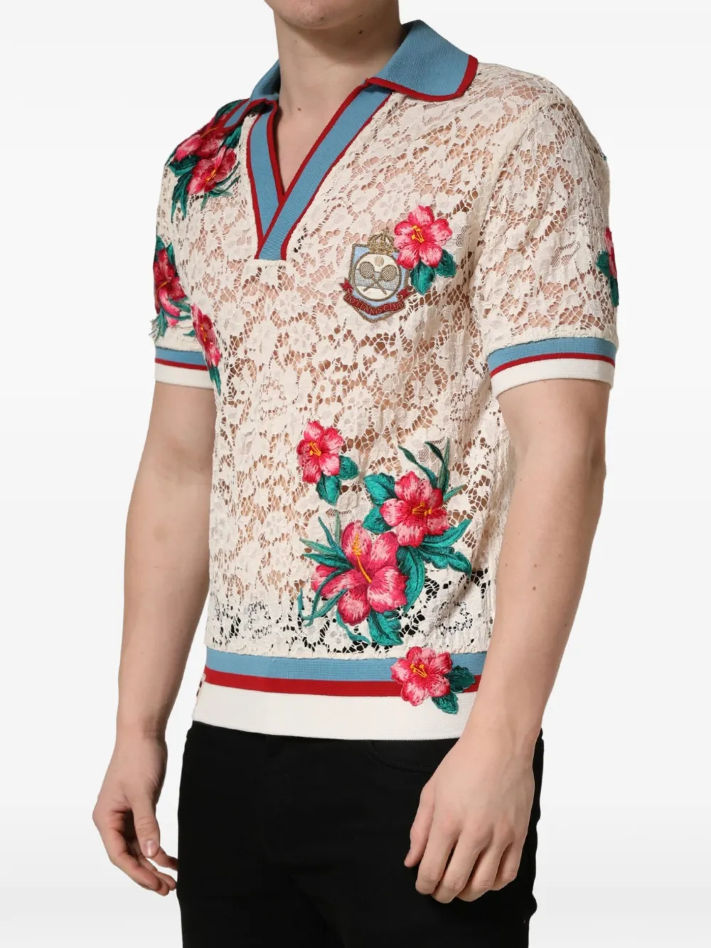 Dolce & Gabbana T-shirt met bloemenkant Beige