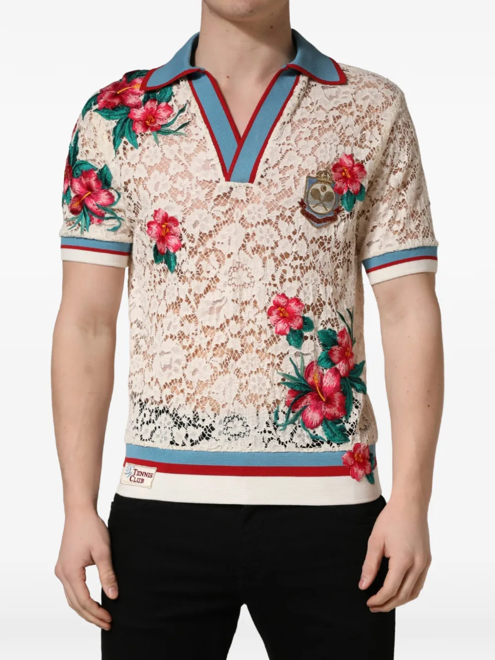 Dolce & Gabbana T-shirt met bloemenkant Beige